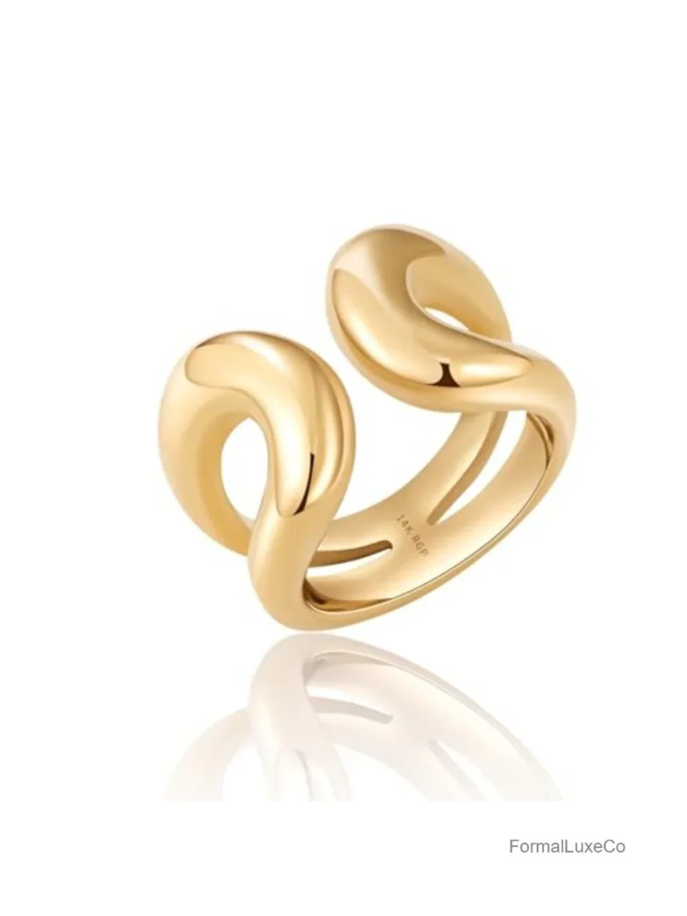 Chunky Bands Ring 14K Real Gold Plated Open Double Layer Stackable Thick Ring